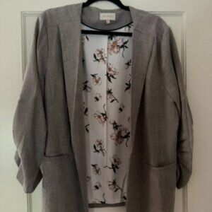 Skies are Blue Raja Printed Collarless Blazer Grey